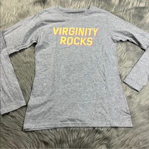 Virginity Rocks Young Womens Gray Long Sleeve Shirt Size Small